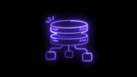 Neon style database server illustration for network storage system data and.. Stock Footage 330780198