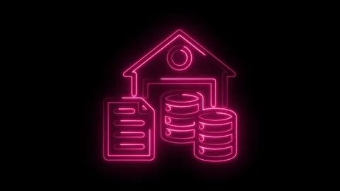 Neon style database warehouse with data documents on black background for t.. Stock Footage 346002082