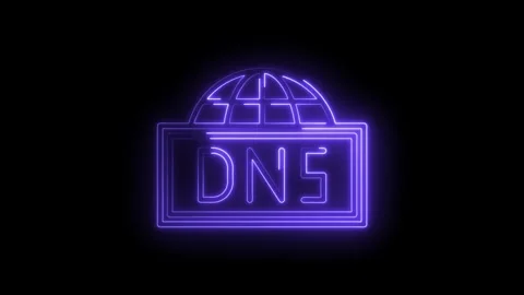 Neon style dns concept with globe icon on black background representing int.. Stock Footage 314536322