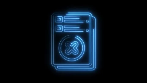 Neon style document error icon glowing on black background animation concept Stock Footage 322971576