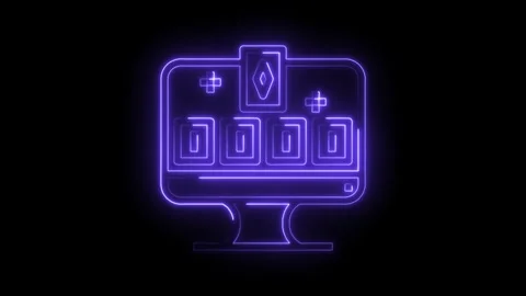 Neon style e commerce product display on computer screen glowing purple color Stock Footage 345972972