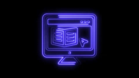 Neon style education and knowledge icon animation on a computer monitor screen Stock Footage 322971133