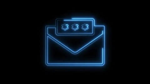 Neon style email with password protection concept animation isolated on black Stock Footage 322966883