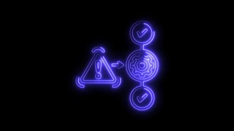 Neon style error correction and problem solving flowchart on black backgrou.. Stock Footage 312317327