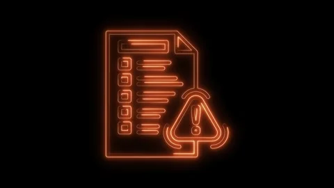 Neon style error report illustration showing warning sign for damaged data .. Stock Footage 312317377