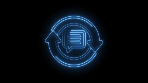Neon style feedback loop animation symbolizing communication and iteration on Stock Footage 330783860
