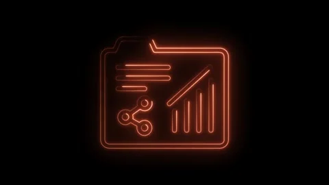 Neon style folder icon animation illustrating analytics data connection and Stock Footage 322962414
