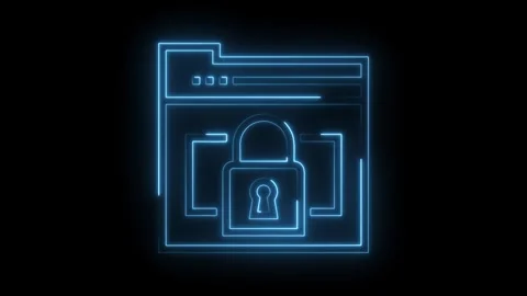 Neon style folder with lock animation for cybersecurity and data protection Stock Footage 322986223
