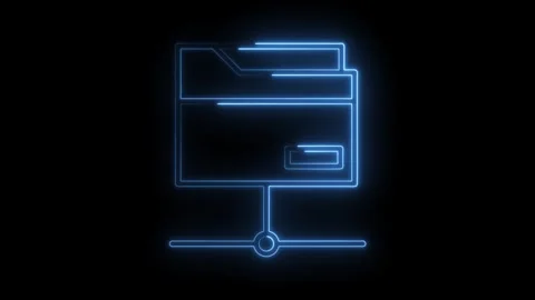 Neon style folder network connection icon animation data sharing concept ov.. Stock Footage 314536329