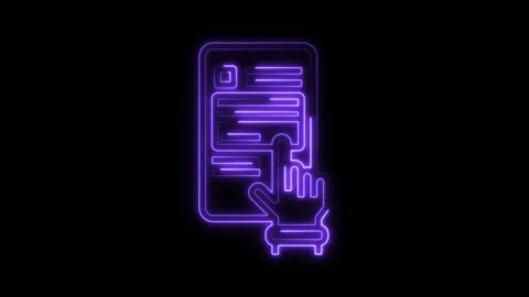Neon style form with hand cursor for data entry or online application animati Stock Footage 309916236