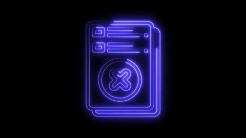 Neon style form with rejection icon animation on black background futuristic Stock Footage 322971577