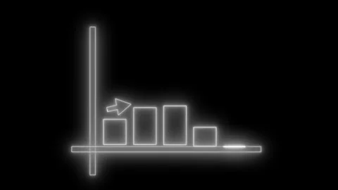 Neon-style glowing bar chart with vertical and horizontal axes arrow pointi.. Stock Footage 337077223