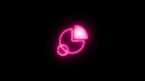 Neon style glowing pie chart presentation in dark background Stock Footage 327760650