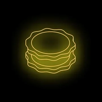 Neon style glowing stack of casino chips icon Illustrazione stock