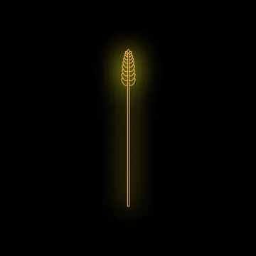 Neon style glowing wheat ear icon on black background Stock Illustration
