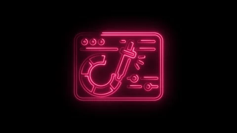 Neon style graphic design software application interface with color picker .. Vídeo Stock 345996795