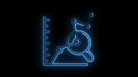 Neon style growth chart and molecular structure animation on black background Stock Footage 322960650