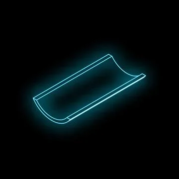 Neon style gutter icon glowing on dark background Stock Illustration