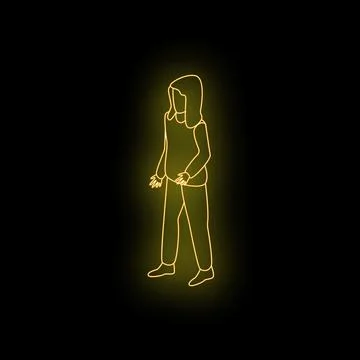 Neon style hacker standing with hands in pockets Stock Illustration