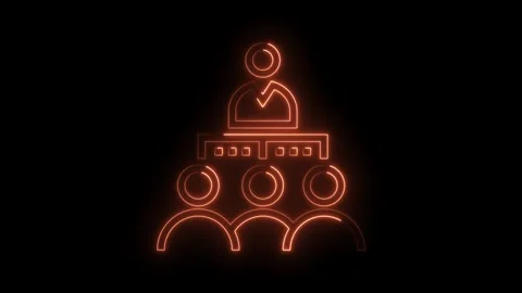 Neon style hierarchy chart animation illustrating business structure and team Stock Footage 322960705