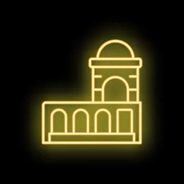 Neon style icon of ancient building with arches and dome Ilustración de archivo
