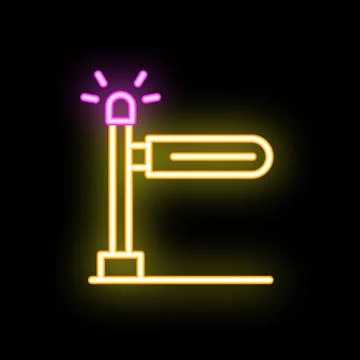 Neon style icon of automatic rising arm barrier gate glowing Illustrazione stock