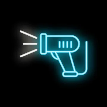Neon style icon of barcode scanner emitting light beam Stock Illustration