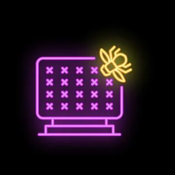 Neon style icon of a bug crawling on a computer monitor 스톡 일러스트