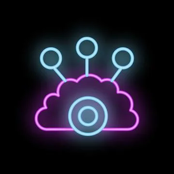 Neon style icon of cloud computing system monitoring data 스톡 일러스트