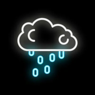 Neon style icon of cloud raining showing storm Stock Illustration