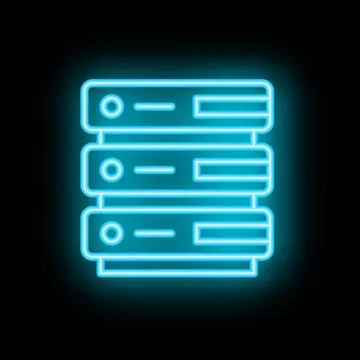 Neon style icon of computer server showing concept of data storage Illustrazione stock