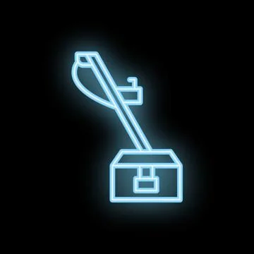 Neon style icon of a construction crane lifting a heavy load Ilustración de archivo