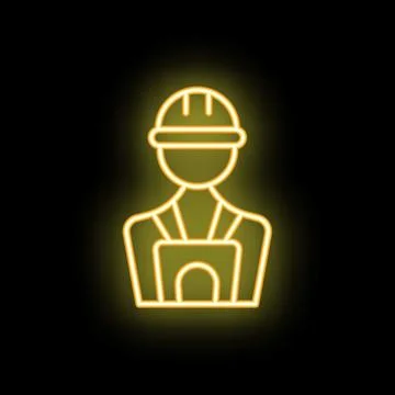 Neon style icon of a construction worker wearing a safety harness Stock Illustration