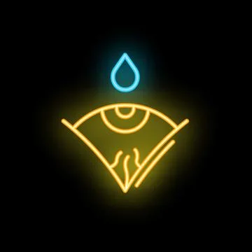 Neon style icon of crying eye with falling tear drop Stock Illustration