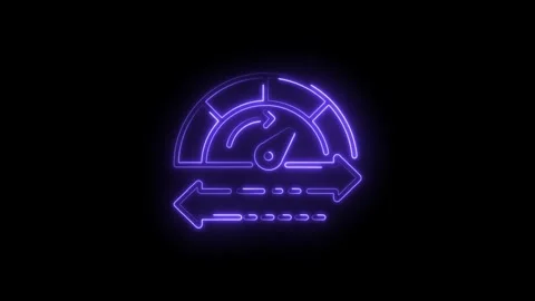 Neon style icon depicting reverse flow,data feedback,or optimization process on 库存影片 322992904