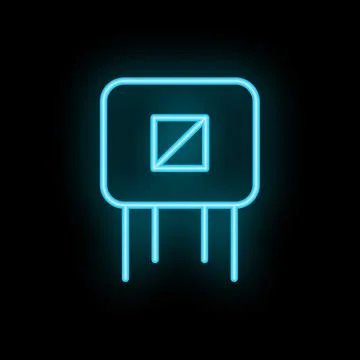 Neon style icon of diode electronic component glowing blue 스톡 일러스트