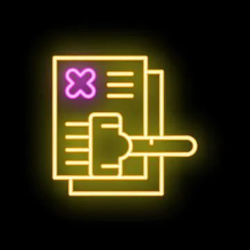 Neon style icon document stamp agreement contract Illustrazione stock