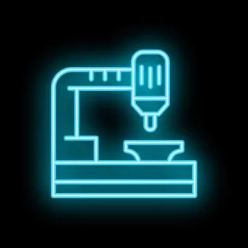 Neon style icon of drilling machine working with metal detail Stock Illustration