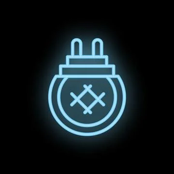 Neon style icon of an electrical plug representing power source Illustrazione stock
