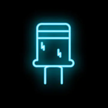 Neon style icon of electronic capacitor component for circuit boards Stock Illustration