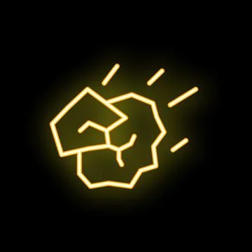 Neon style icon of exploding rocks crumbling under pressure 스톡 일러스트
