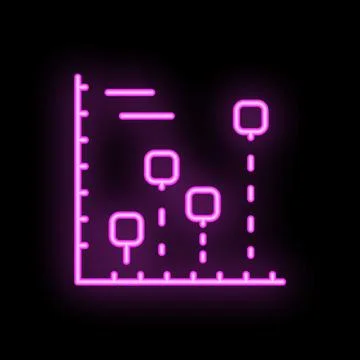 Neon style icon of a graph showing increasing statistics Stock Illustration