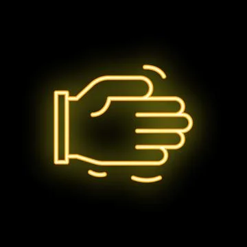 Neon style icon of hand clapping gesture on black background Stock Illustration