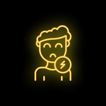 Neon style icon of man suffering from toothache pain 스톡 일러스트