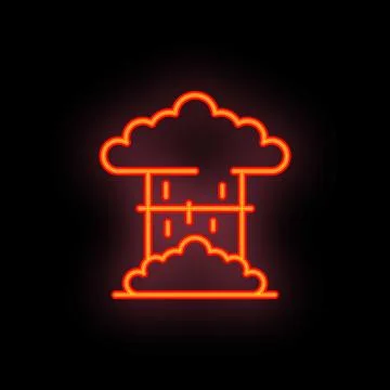 Neon style icon of nuclear explosion with mushroom cloud rising and spreading Stock Illustration