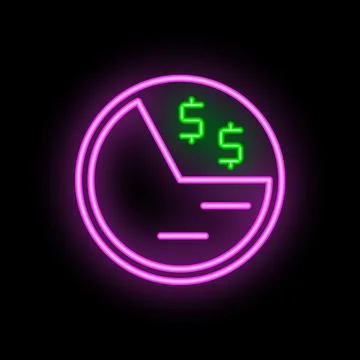 Neon style icon of pie chart showing financial information Stock Illustration