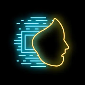 Neon style icon representing artificial intelligence development イラスト素材