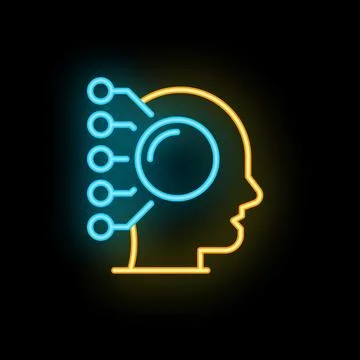 Neon style icon representing artificial intelligence development 스톡 일러스트