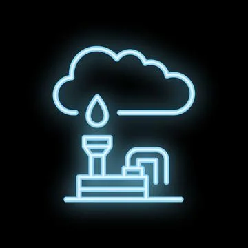 Neon style icon representing cloud seeding technology for climate control Stock Illustration