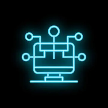 Neon style icon representing computer network connections Stock Illustration